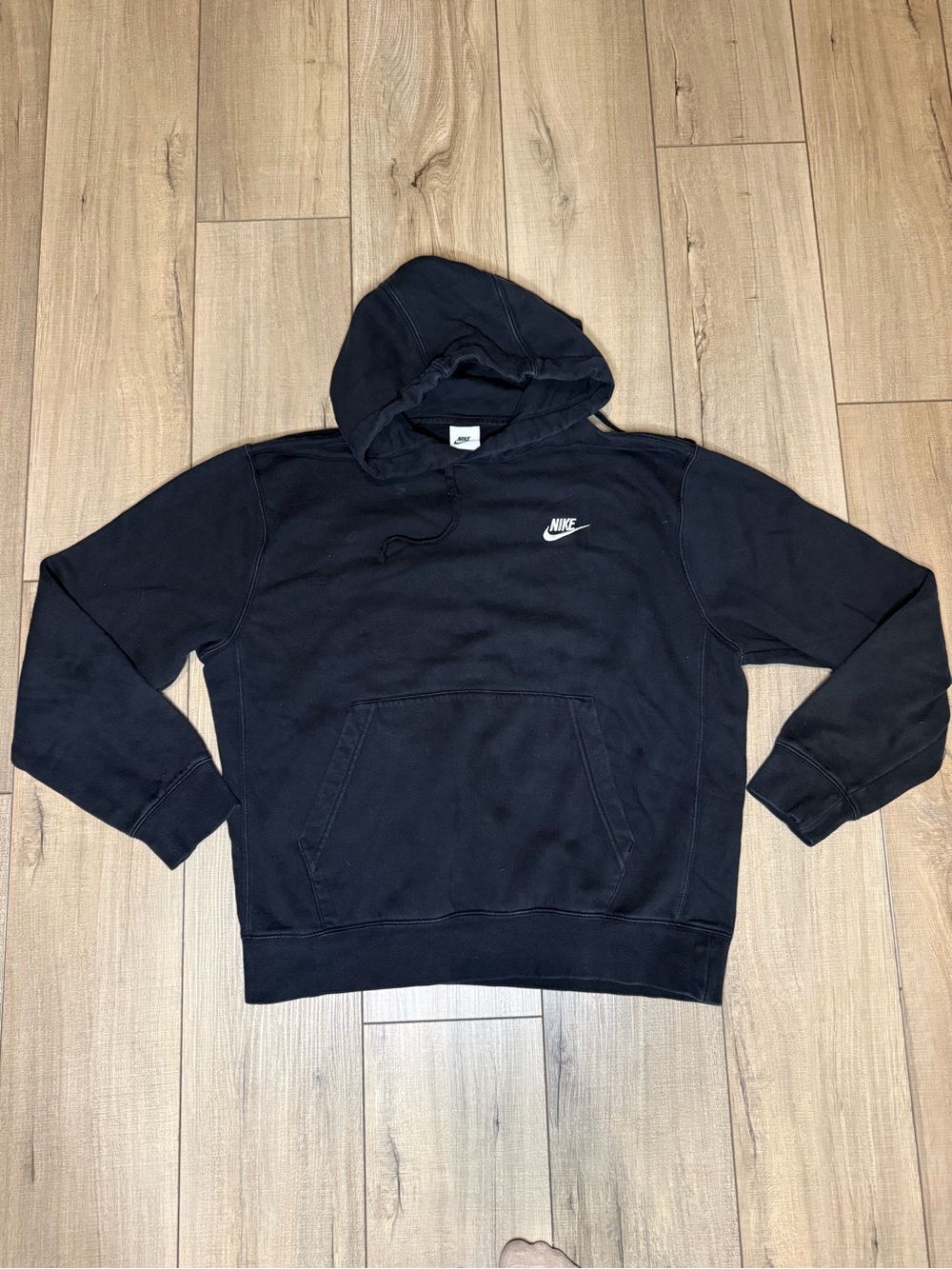 Nike Black Hoodie Medium Embroidered Swoosh Fleece Sweatshirt